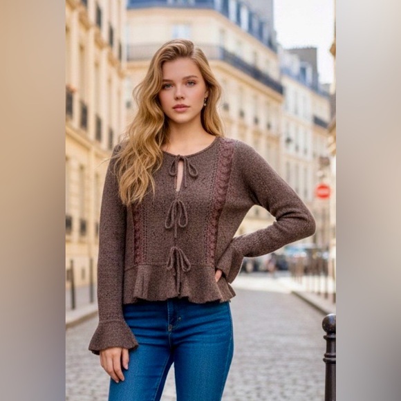 American Eagle Outfitters Sweaters - American Eagle Outfitters Brown Tie Front Cardigan in S & XS
